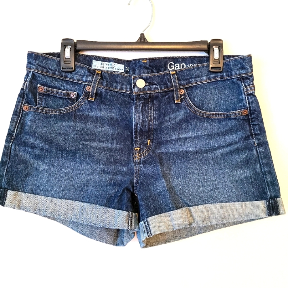 GAP Authentic Best Girlfriend Blue Denim Cuffed Jean Shorts